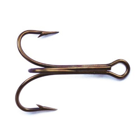 Mustad Classic Treble Hook, Size 10, Standard Shank Ringed Eye, Bronze, 225PK 3551-BR-10-25